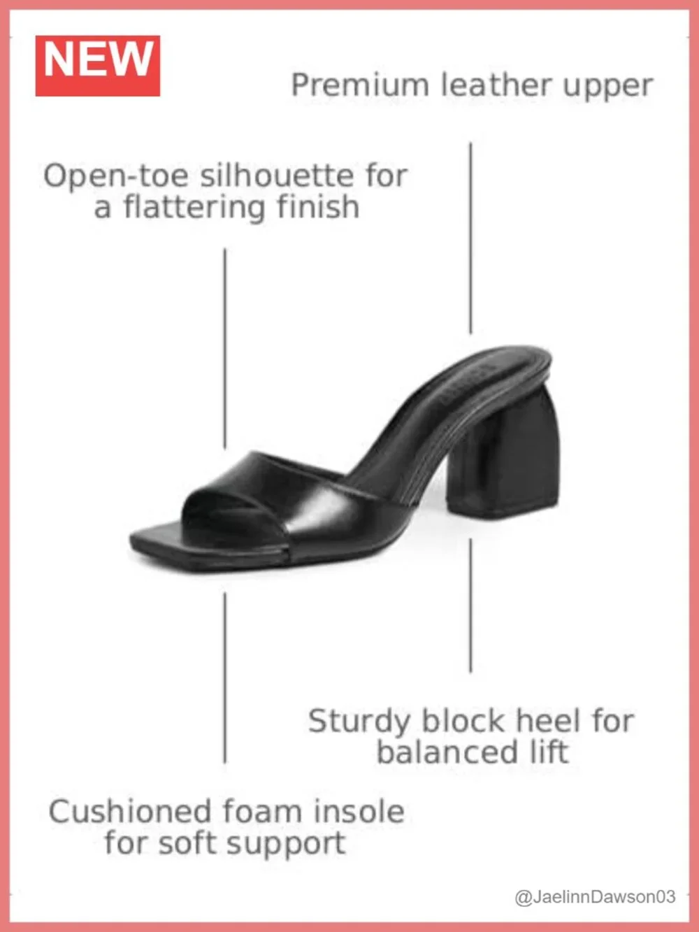 Leather Block Heel Slide Sandals Slip On Luxe Dressy Open Toe
